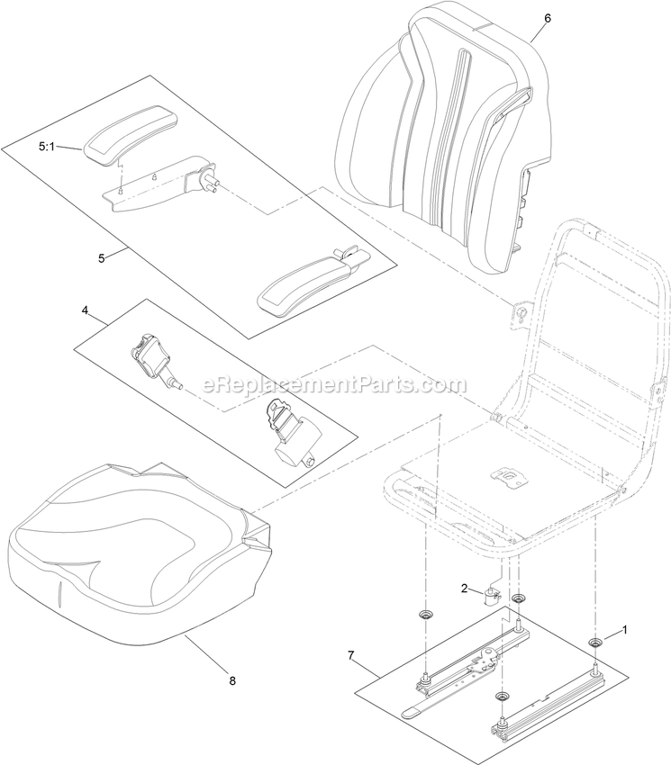 Toro 74494 (407400888-999999999) Z Master Professional 2000 Series Myride 60in Riding Mower Seat Assembly Diagram