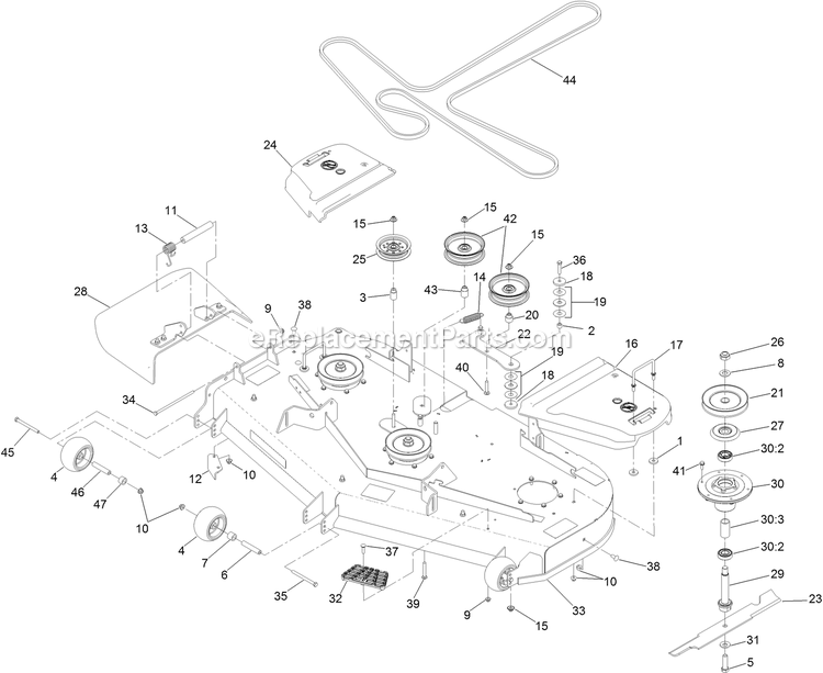 Toro 74494 (407400888-999999999) Z Master Professional 2000 Series Myride 60in Riding Mower Deck Assembly Diagram