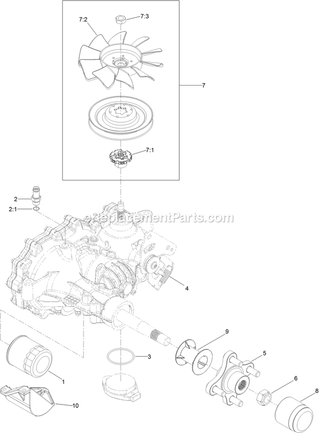 Toro 74497 (400000000-999999999) Z Master Professional 2000 Series Myride 60in Special Edition Riding Mower Rh Transaxle Assembly Diagram