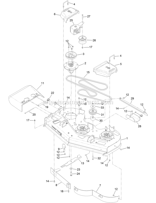 Toro 74518 (403260000-404314199) With 48in Turbo Force Cutting Unit GrandStand Mower Deck Assembly Diagram