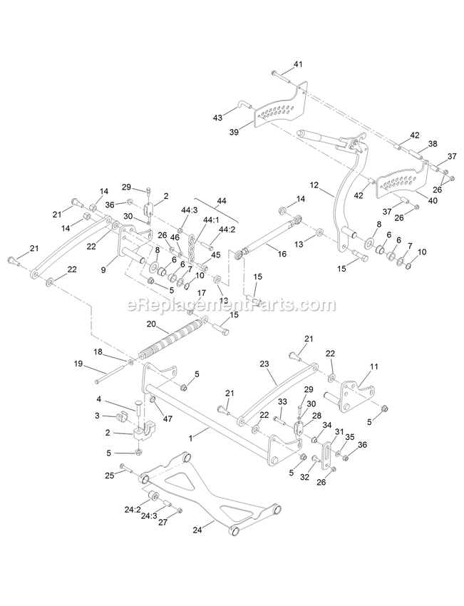 Toro 74518 (403260000-404314199) With 48in Turbo Force Cutting Unit GrandStand Mower Deck Lift Assembly Diagram