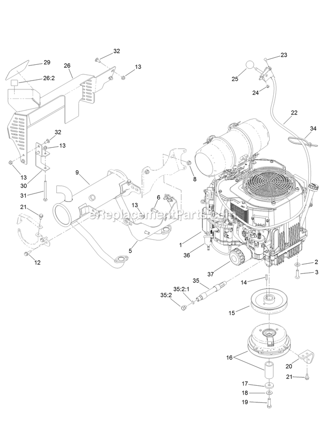 Toro 74518 (403260000-404314199) With 48in Turbo Force Cutting Unit GrandStand Mower Engine Assembly Diagram