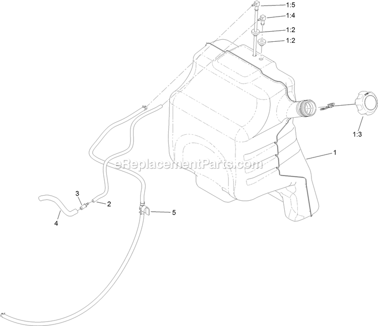Toro 74518 (403260000-404314199) With 48in Turbo Force Cutting Unit GrandStand Mower Fuel Tank Assembly Diagram