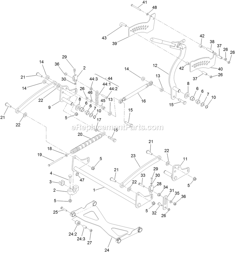 Toro 74519 (404314200-999999999) With 52in Turbo Force Cutting Unit GrandStand Mower Deck Lift Assembly Diagram