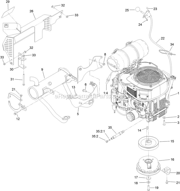 Toro 74523 (316000001-316999999)(2016) With 60in Turbo Force Cutting Unit GrandStand Multi Force Mower Engine Assembly Diagram