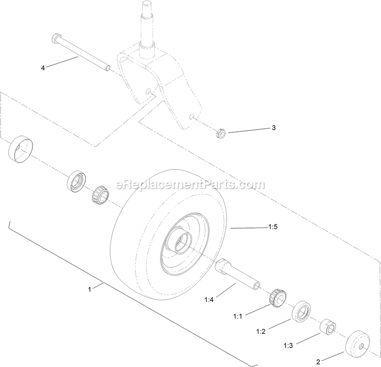 Toro 74523 (404314000-999999999) With 60in Turbo Force Cutting Unit GrandStand Multi Force Mower Wheel, Tire And Bearing Assembly Diagram