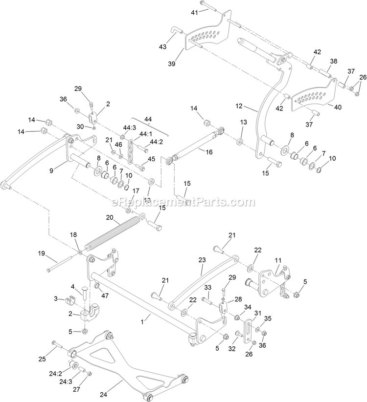 Toro 74529 (400000000-403294015) With 52in Turbo Force Cutting Unit GrandStand Multi Force Mower Deck Lift Assembly Diagram
