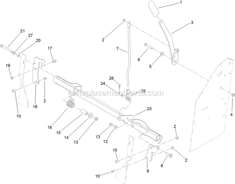 Toro 74534TE (404330000-405599999) With 91cm Turbo Force Cutting Unit GrandStand Mower Parking Brake Assembly Diagram