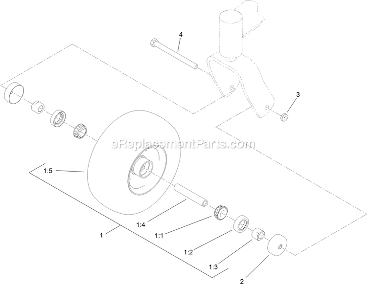 Toro 74549 (313001001-313999999)(2013) With 52in Turbo Force Cutting Unit GrandStand Mower Wheel And Bearing Assembly Diagram