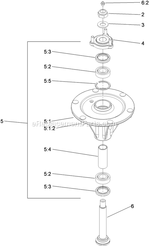 Toro 74553 (310000001-310999999)(2010) With 60in Turbo Force Cutting Unit GrandStand Mower Spindle Assembly Diagram