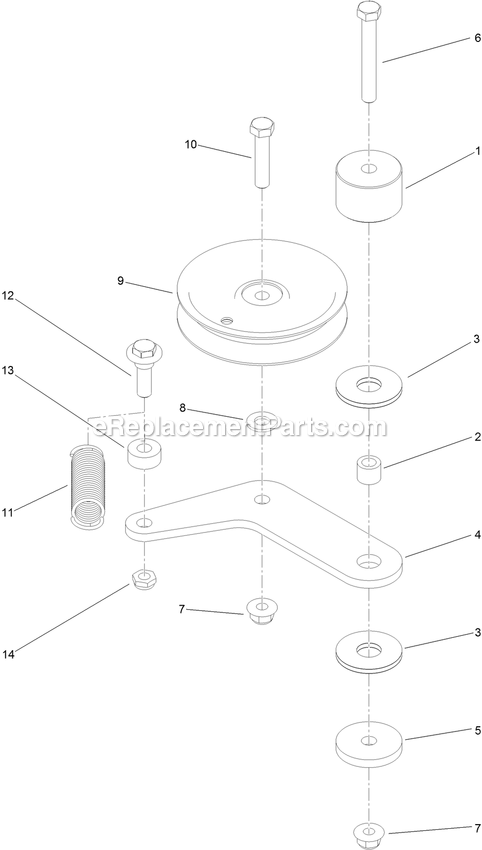 Toro 74553 (314000001-314999999)(2014) With 60in Turbo Force Cutting Unit GrandStand Mower Pump Idler Assembly Diagram