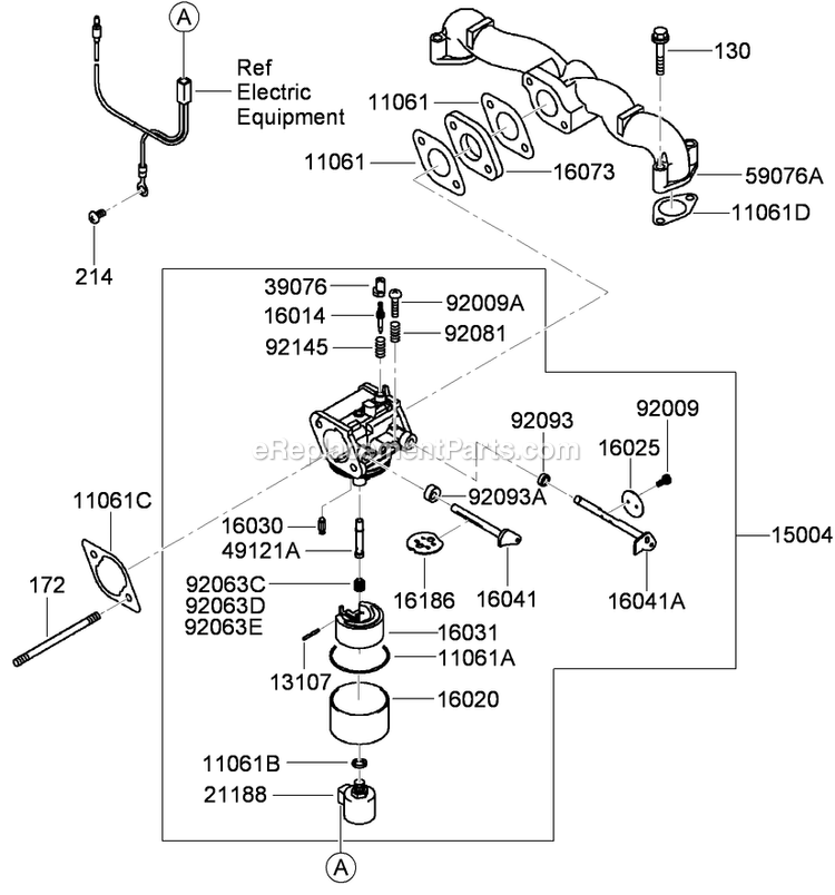 Toro 74558 (290003001-290999999)(2009) With 48in Turbo Force Cutting Unit GrandStand Mower Carburetor Assembly Diagram
