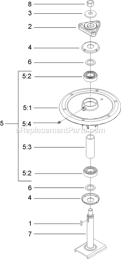 Toro 74558 (290003001-290999999)(2009) With 48in Turbo Force Cutting Unit GrandStand Mower Spindle Assembly Diagram