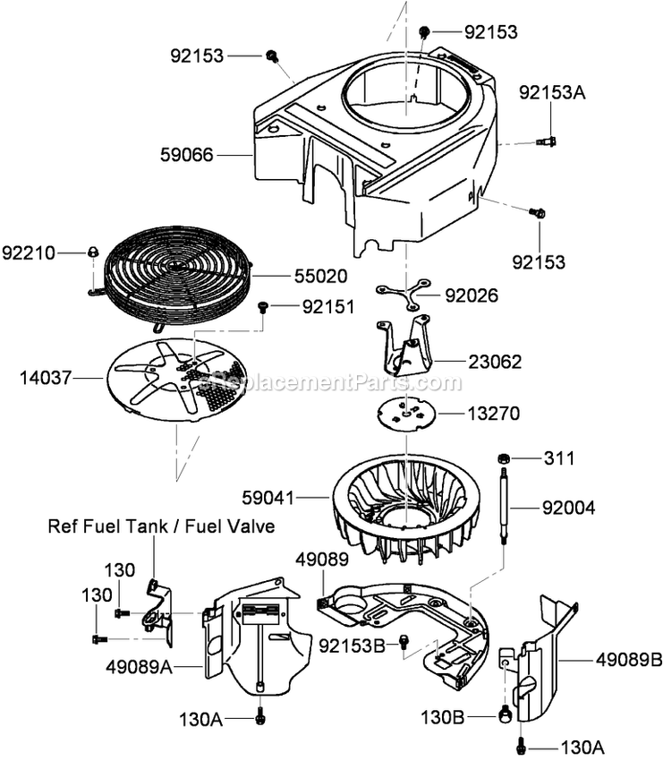 Toro 74558 (290003001-290999999)(2009) With 48in Turbo Force Cutting Unit GrandStand Mower Cooling Equipment Assembly Diagram