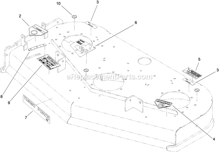 Toro 74558 (290003001-290999999)(2009) With 48in Turbo Force Cutting Unit GrandStand Mower Deck Assembly 2 Diagram