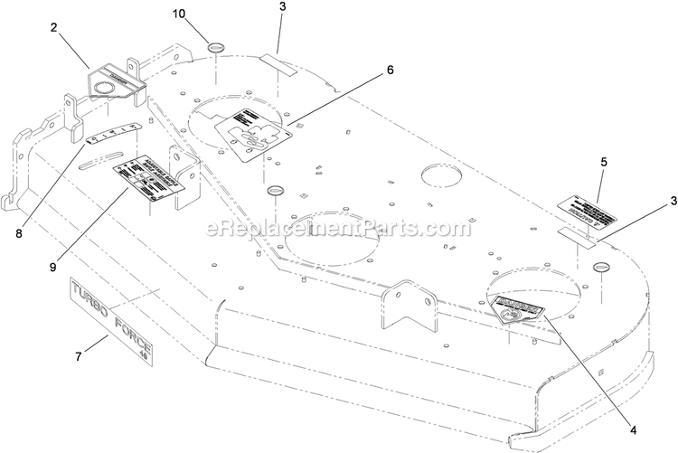 Toro 74568 (290000206-290003000)(2009) With 48in Turbo Force Cutting Unit GrandStand Mower Deck Assembly 1 Diagram