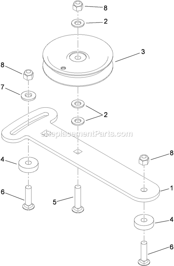 Toro 74569 (290003001-290999999)(2009) With 52in Turbo Force Cutting Unit GrandStand Mower Idler Adjust Assembly Diagram