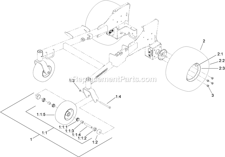 Toro 74569 (290003001-290999999)(2009) With 52in Turbo Force Cutting Unit GrandStand Mower Wheel Assembly Diagram