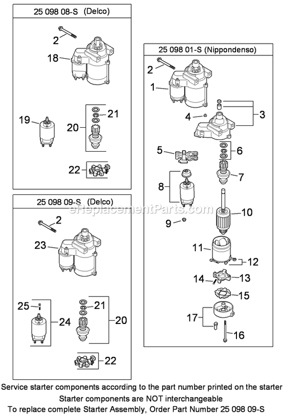 Toro 74901 (290000001-290999999)(2009) Z Master G3 Riding Mower, With 48in Turbo Force Side Discharge Mower Starter Assembly Diagram