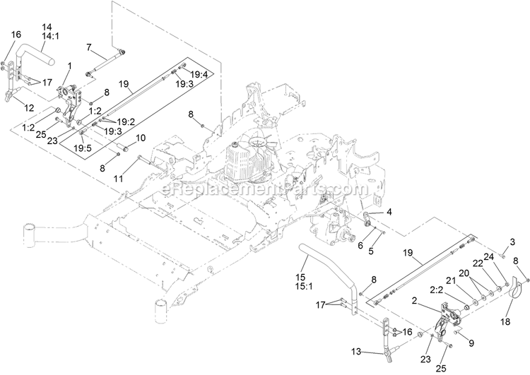 Toro 74902TE (312000001-312999999)(2012) Z Master Professional 6000 , With 48in Turbo Force Side Discharge Mower Motion Control Assembly Diagram