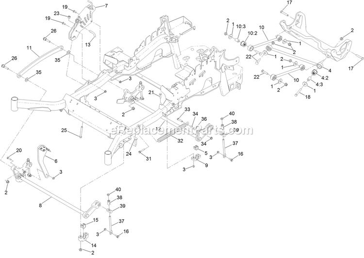 Toro 74902TE (400000000-402079999) Z Master Professional 6000 , With 122cm Turbo Force Side Discharge Mower Deck Lift Assembly Diagram