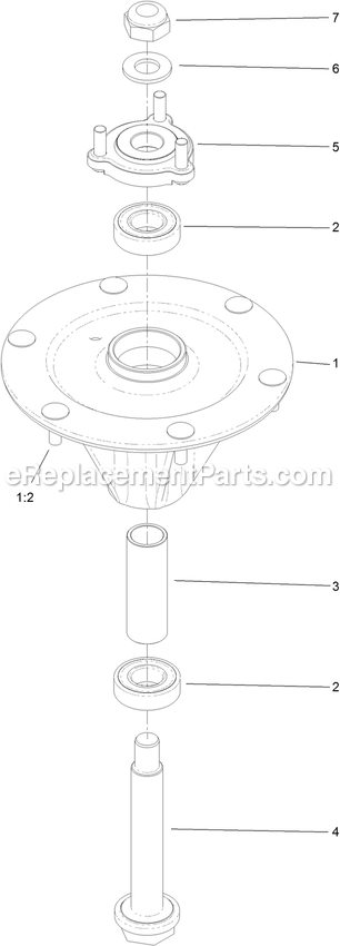 Toro 74915 (400000000-402099999) Z Master Professional 5000 , With 60in Turbo Force Side Discharge Mower Spindle Assembly Diagram