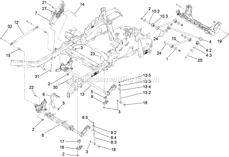 Toro 74923 (290000001-290999999)(2009) Z Master G3 Riding Mower, With 52in Turbo Force Side Discharge Mower Deck Lift Assembly Diagram