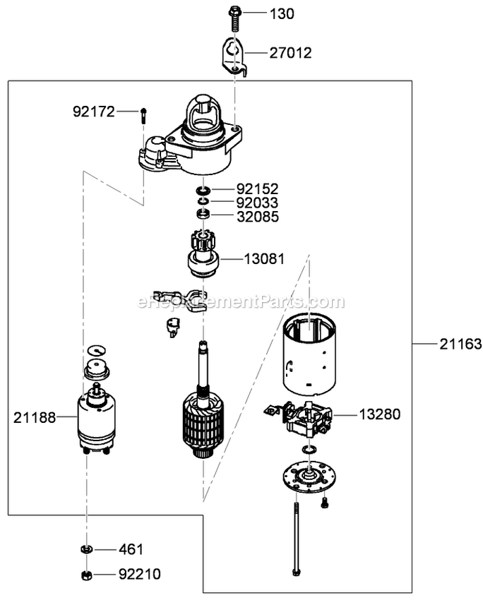 Toro 74925TE (290000001-290999999)(2009) Z Master G3 Riding Mower, With 152cm Turbo Force Side Discharge Mower Starter Assembly Diagram