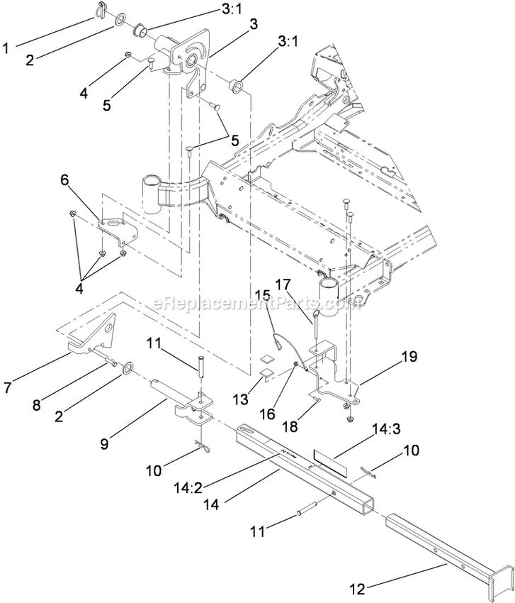 Toro 74925TE (290000001-290999999)(2009) Z Master G3 Riding Mower, With 152cm Turbo Force Side Discharge Mower Z Stand Assembly Diagram
