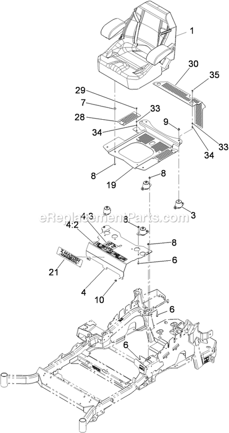 Toro 74925TE (310000001-310999999)(2010) Z Master G3 Riding Mower, With 152cm Turbo Force Side Discharge Mower Seating Mounting Assembly Diagram