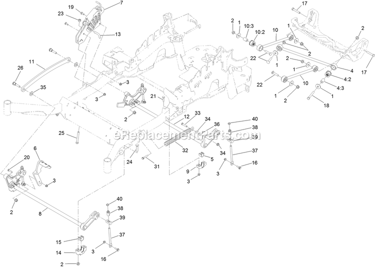 Toro 74926 (314000001-314999999)(2014) Z Master Professional 6000 , With 60in Turbo Force Side Discharge Mower Deck Lift Assembly Diagram