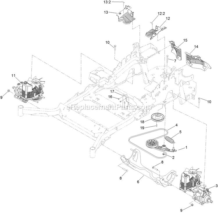 Toro 74928 (404320000-999999999) Z Master Professional 6000 , With 72in Turbo Force Side Discharge Mower Hydraulic Drive Assembly Diagram