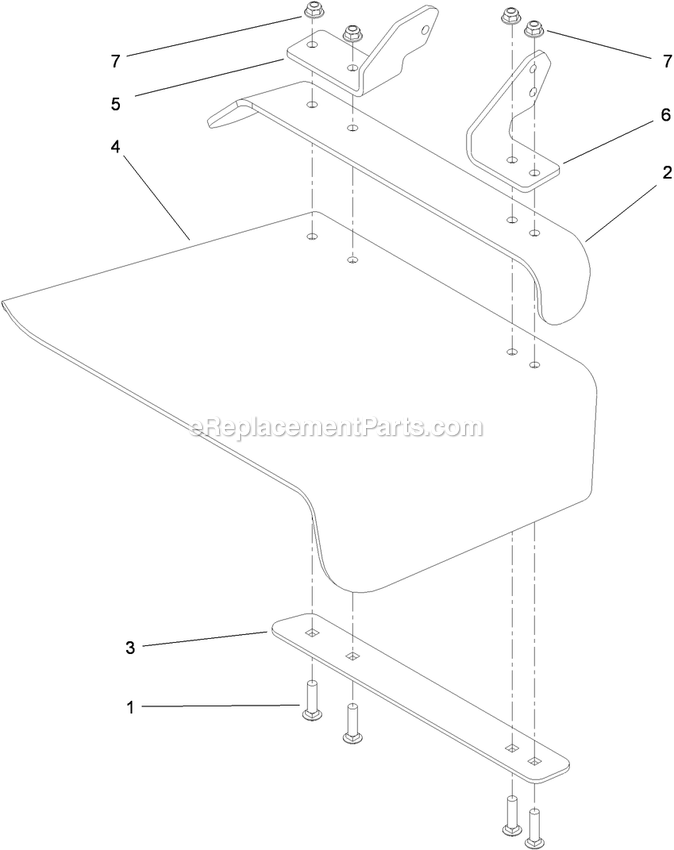 Toro 74936 (312000001-312999999)(2012) Z Master Professional 6000 , With 60in Turbo Force Side Discharge Mower Rubber Deflector Assembly Diagram