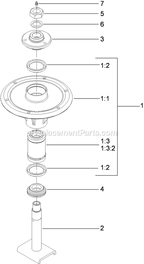 Toro 74941CP (290000001-290999999)(2009) Z Master G3 Riding Mower, With 48in Turbo Force Side Discharge Mower Spindle Assembly Diagram