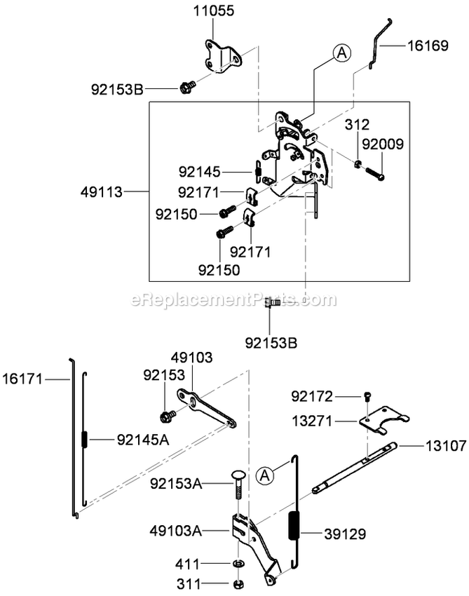 Toro 74941CP (290000001-290999999)(2009) Z Master G3 Riding Mower, With 48in Turbo Force Side Discharge Mower Control Equipment Assembly Diagram