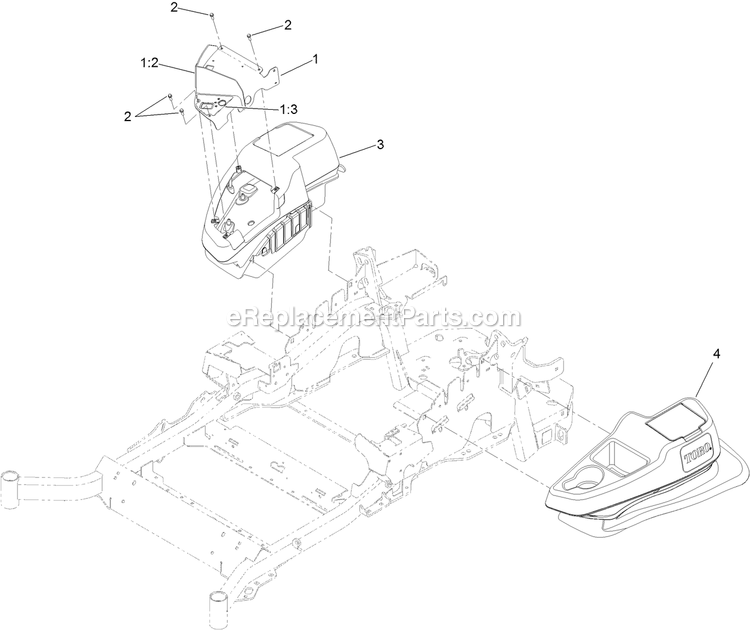 Toro 74946 (403226808-999999999) Z Master Professional 6000 , With 60in Turbo Force Side Discharge Mower Fender, Console And Control Assembly Diagram