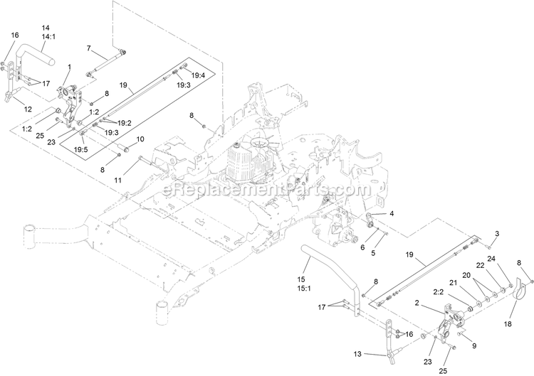 Toro 74952 (316000001-316999999)(2016) Z Master 3000 , With 48in Turbo Force Side Discharge Mower Motion Control Assembly Diagram