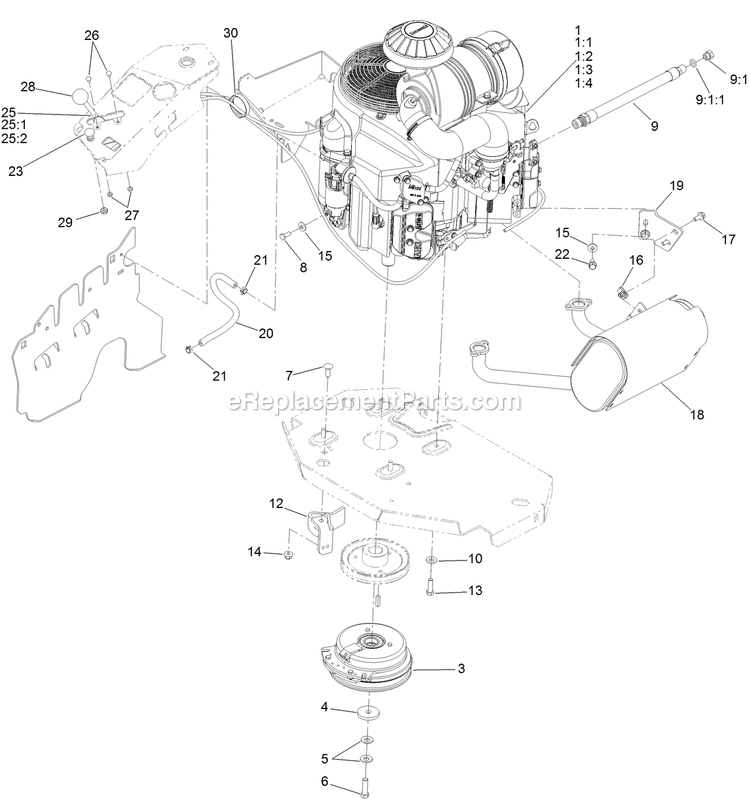 Toro 75932 (400000000-402364806) Z Master 3000 , With 52in Turbo Force Side Discharge Mower Engine Assembly Diagram