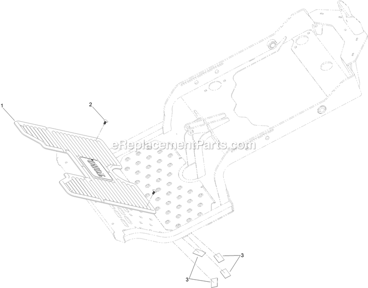 Toro 75936 (402100000-403137936) Z Master 3000 , With 60in Turbo Force Side Discharge Mower Suspension Platform Rubber Mat Assembly Diagram