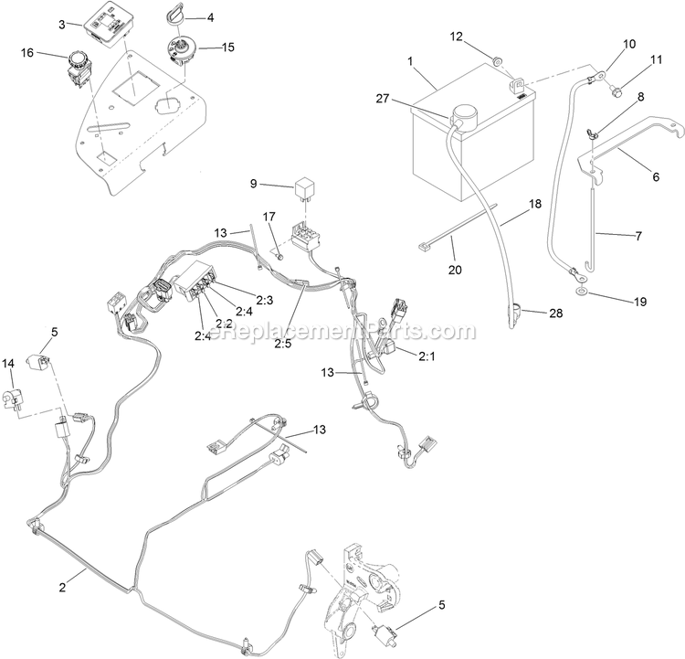 Toro 75968 (400000000-402099999) Z Master Professional 6000 , With 72in Turbo Force Side Discharge Mower Electrical System Assembly Diagram