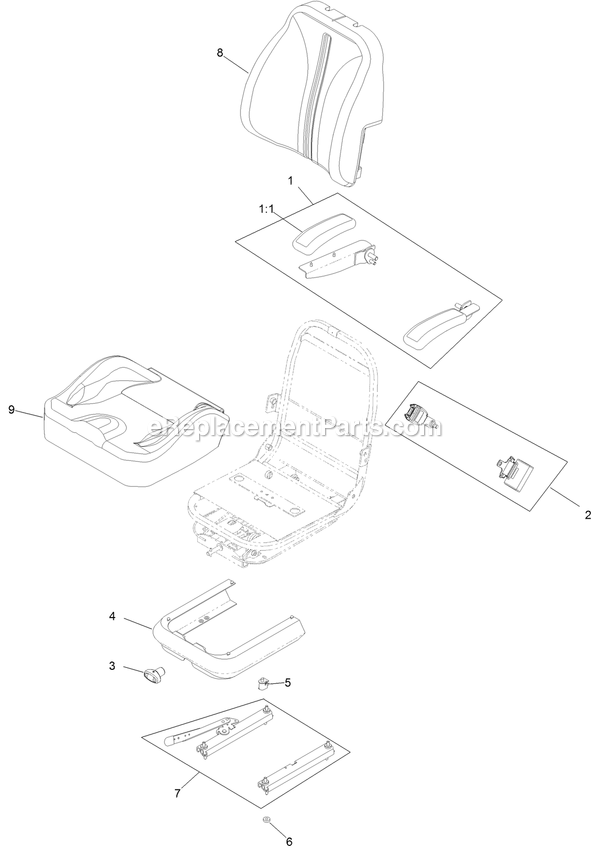 Toro 77299 (400000000-410199999) 60in Z Master Professional 2000 Seat Assembly Diagram