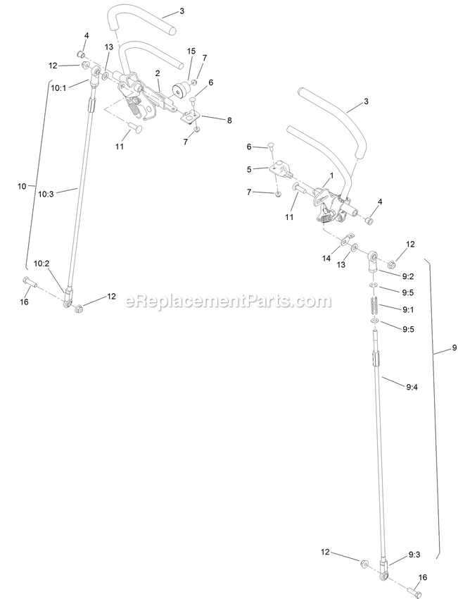 Toro 79505 (400000000-402884999) With 52in Turbo Force Cutting Unit GrandStand Mower Motion Control Assembly Diagram