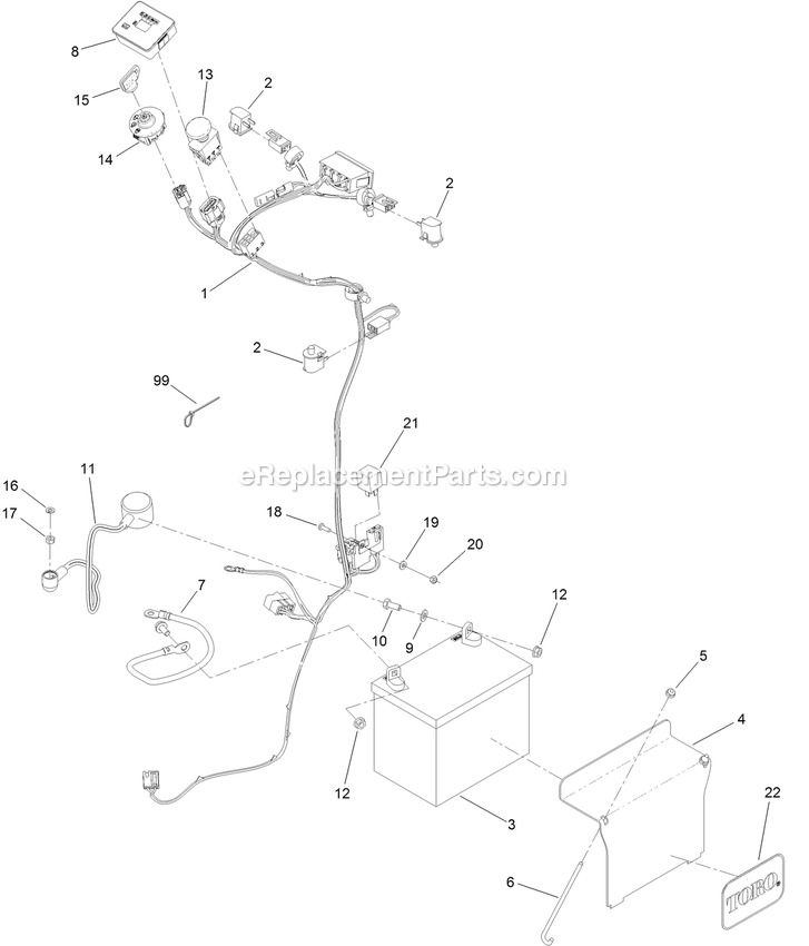 Toro 79505 (400000000-402884999) With 52in Turbo Force Cutting Unit GrandStand Mower Wire Harness Assembly Diagram