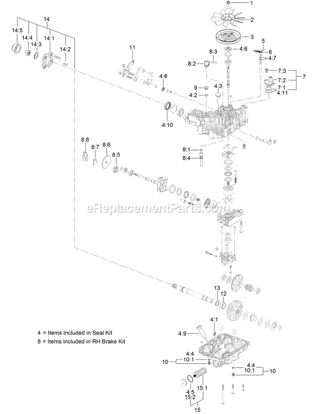Toro 79505 (402885000-404314999) With 52in Turbo Force Cutting Unit GrandStand Mower Lh Transaxle Assembly Diagram