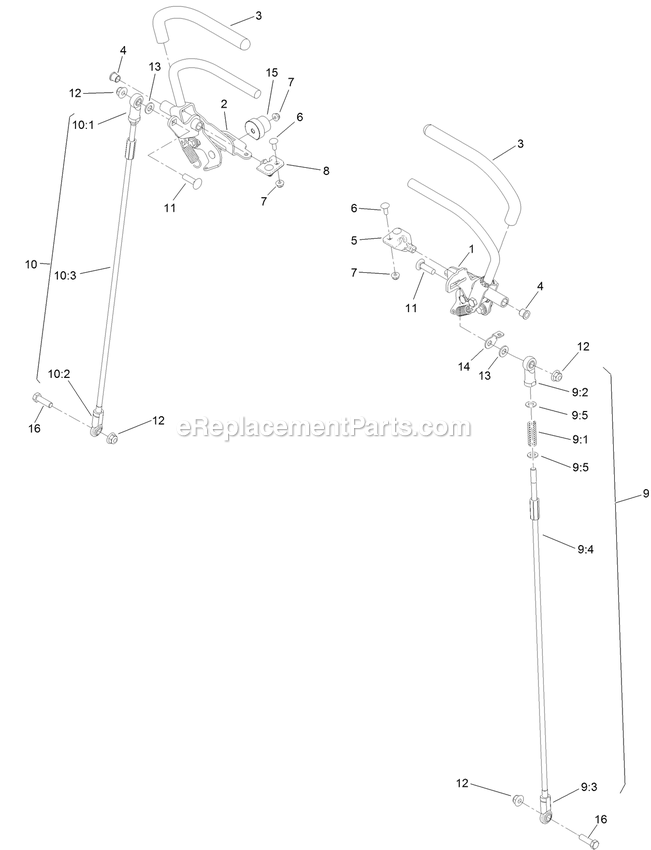 Toro 79518 (400000000-403253999) With 48in Turbo Force Cutting Unit GrandStand Mower Motion Control Assembly Diagram