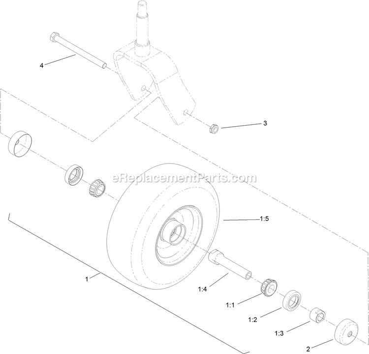 Toro 79518 (400000000-403253999) With 48in Turbo Force Cutting Unit GrandStand Mower Wheel, Tire And Bearing Assembly Diagram