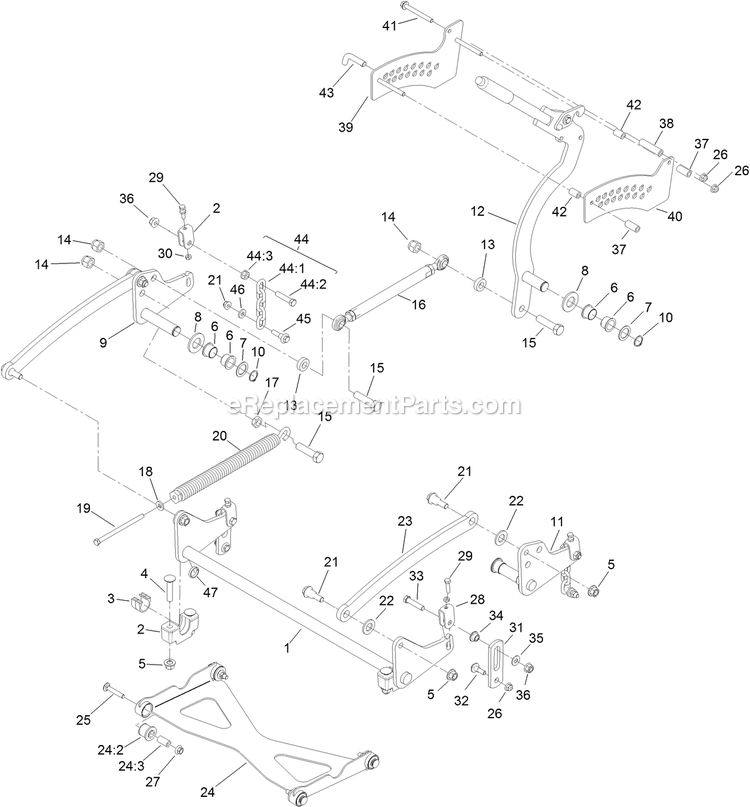 Toro 79518 (400000000-403253999) With 48in Turbo Force Cutting Unit GrandStand Mower Deck Lift Assembly Diagram