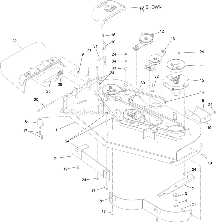 Toro 79548 (314000001-314999999)(2014) With 48in Turbo Force Cutting Unit GrandStand Mower Deck Assembly Diagram