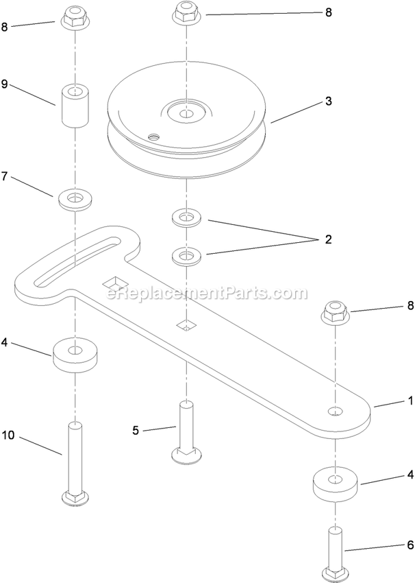 Toro 79551 (310000001-310999999)(2010) With 60in Turbo Force Cutting Unit GrandStand Mower Idler Adjust Assembly Diagram