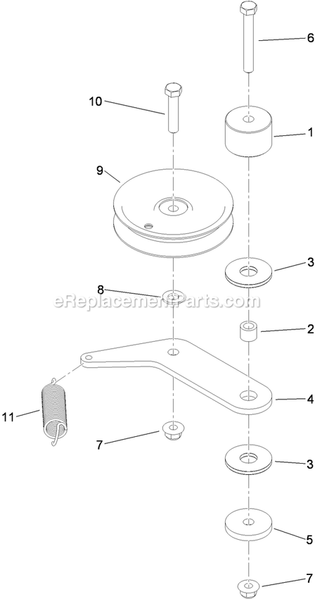Toro 79551 (310000001-310999999)(2010) With 60in Turbo Force Cutting Unit GrandStand Mower Pump Idler Assembly Diagram